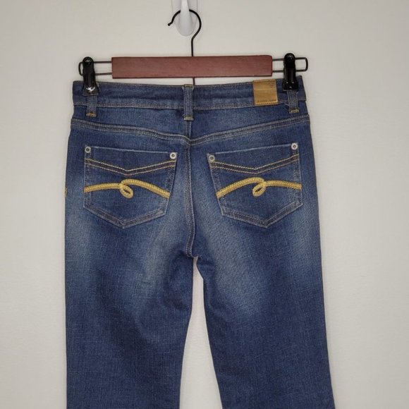 Justice Girls Medium Wash Whiskering Fading Denim Jeans Size 12S - Picture 6 of 12
